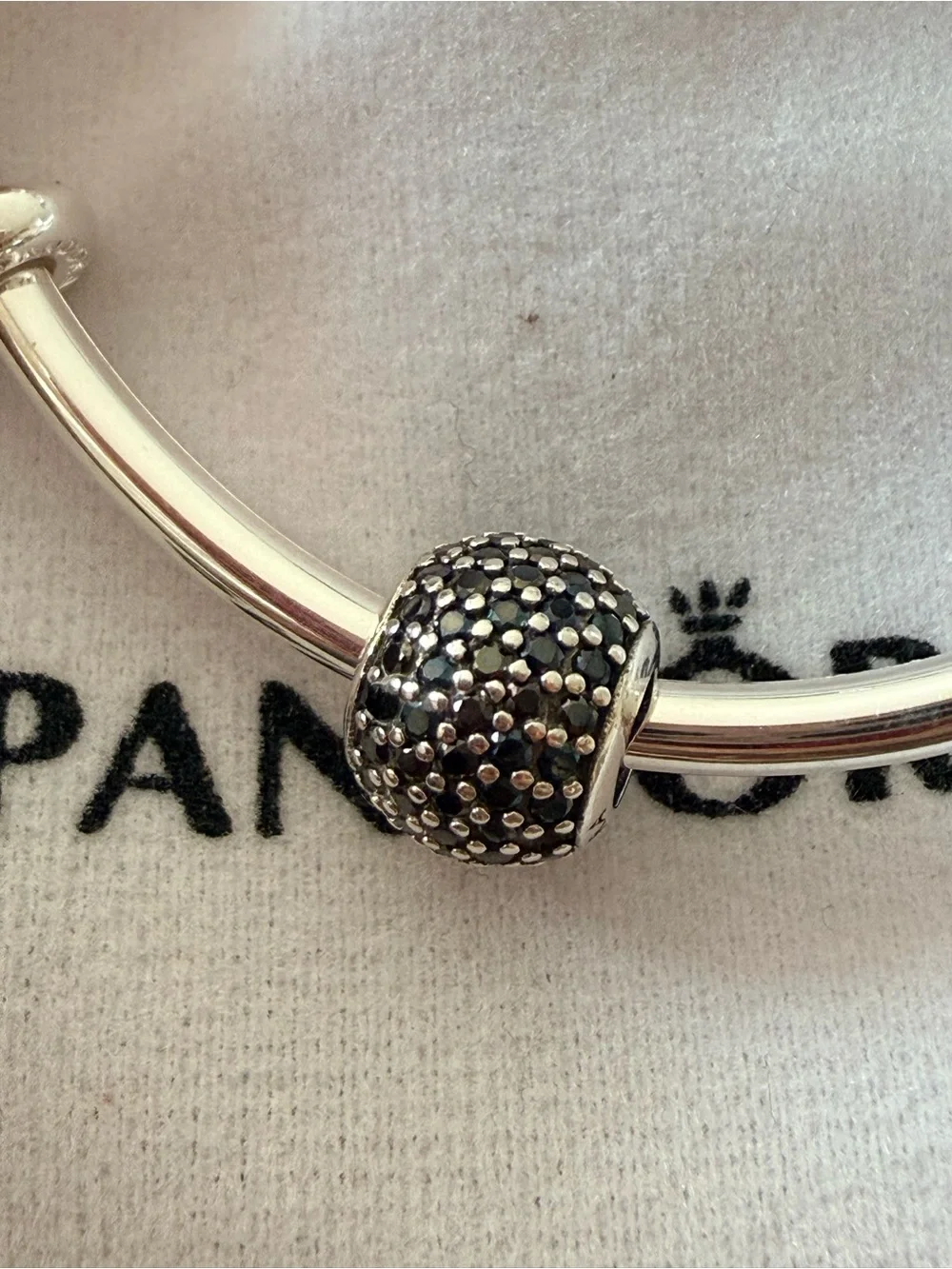 Pandora Silver Pavé Charm in Black and Silver
